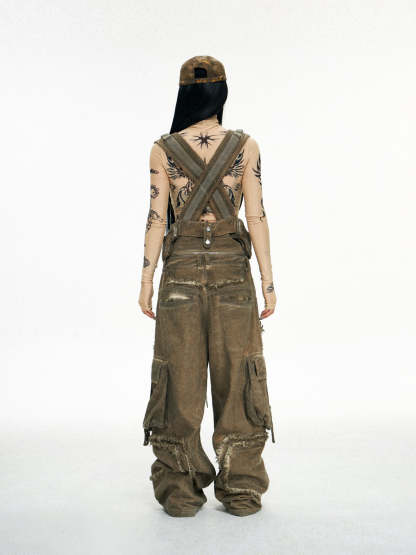 Personsoul Detachable Tactical Distressed Cargo Pants-IYAMIUIO