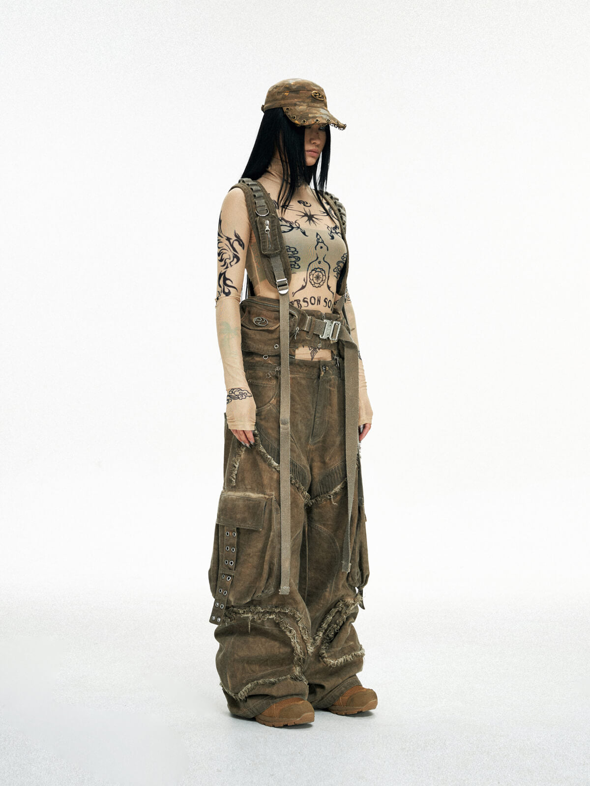 Personsoul Detachable Tactical Distressed Cargo Pants-IYAMIUIO