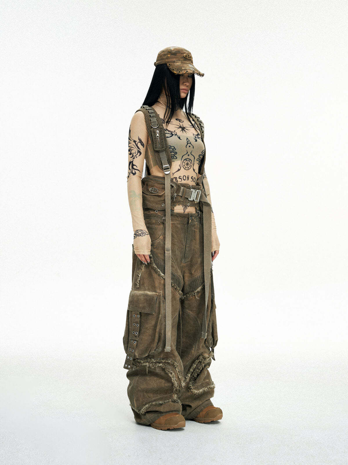 Personsoul Detachable Tactical Distressed Cargo Pants-IYAMIUIO