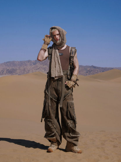 Personsoul Detachable Tactical Distressed Cargo Pants-IYAMIUIO