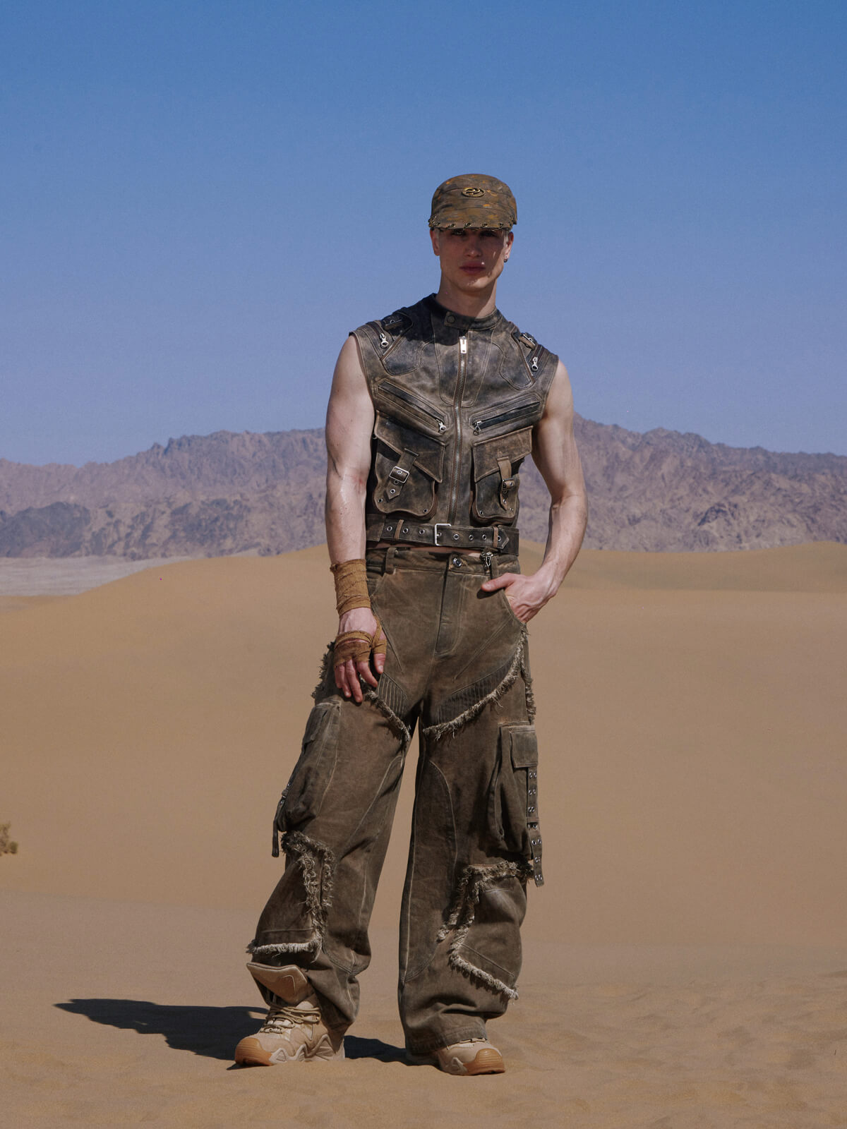 Personsoul Detachable Tactical Distressed Cargo Pants-IYAMIUIO