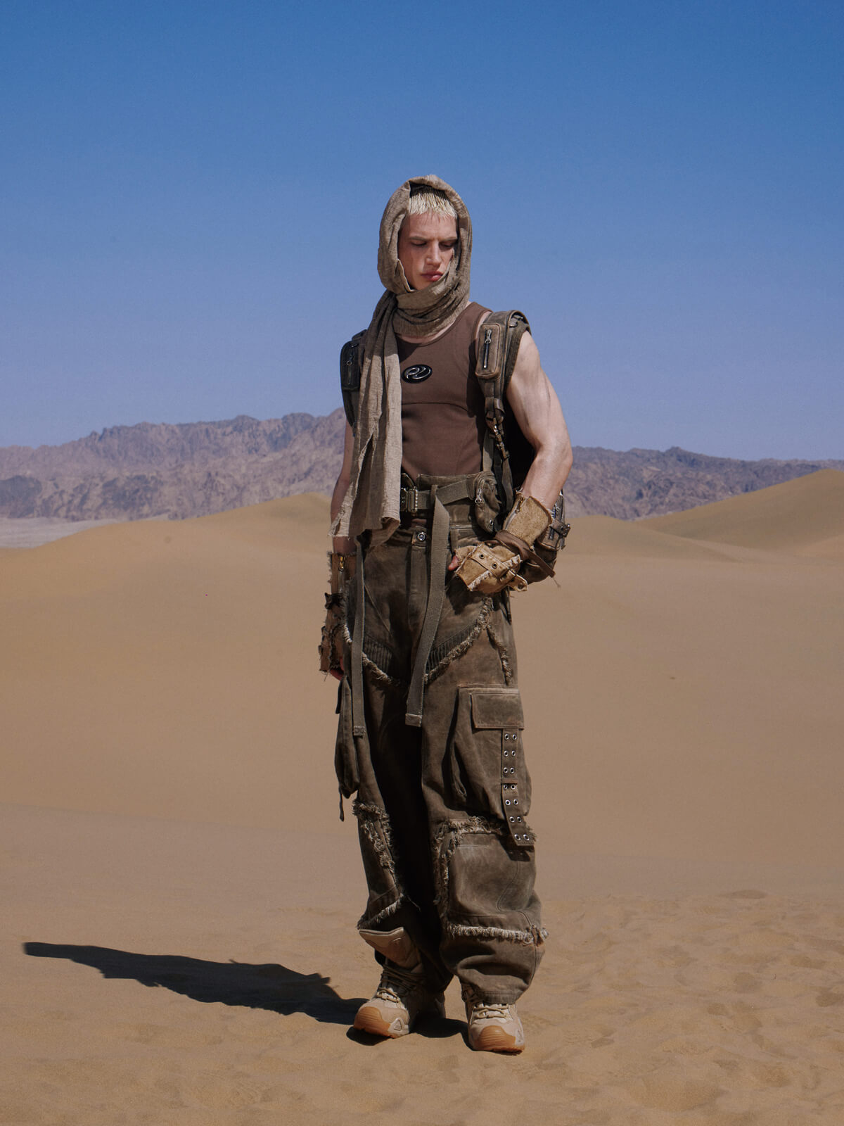 Personsoul Detachable Tactical Distressed Cargo Pants-IYAMIUIO