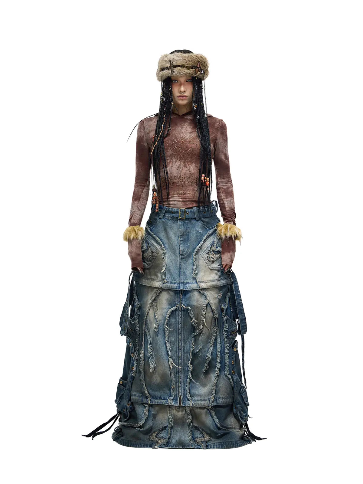 Personsoul Detachable Denim Cargo Skirt (6 in 1)-IYAMIUIO