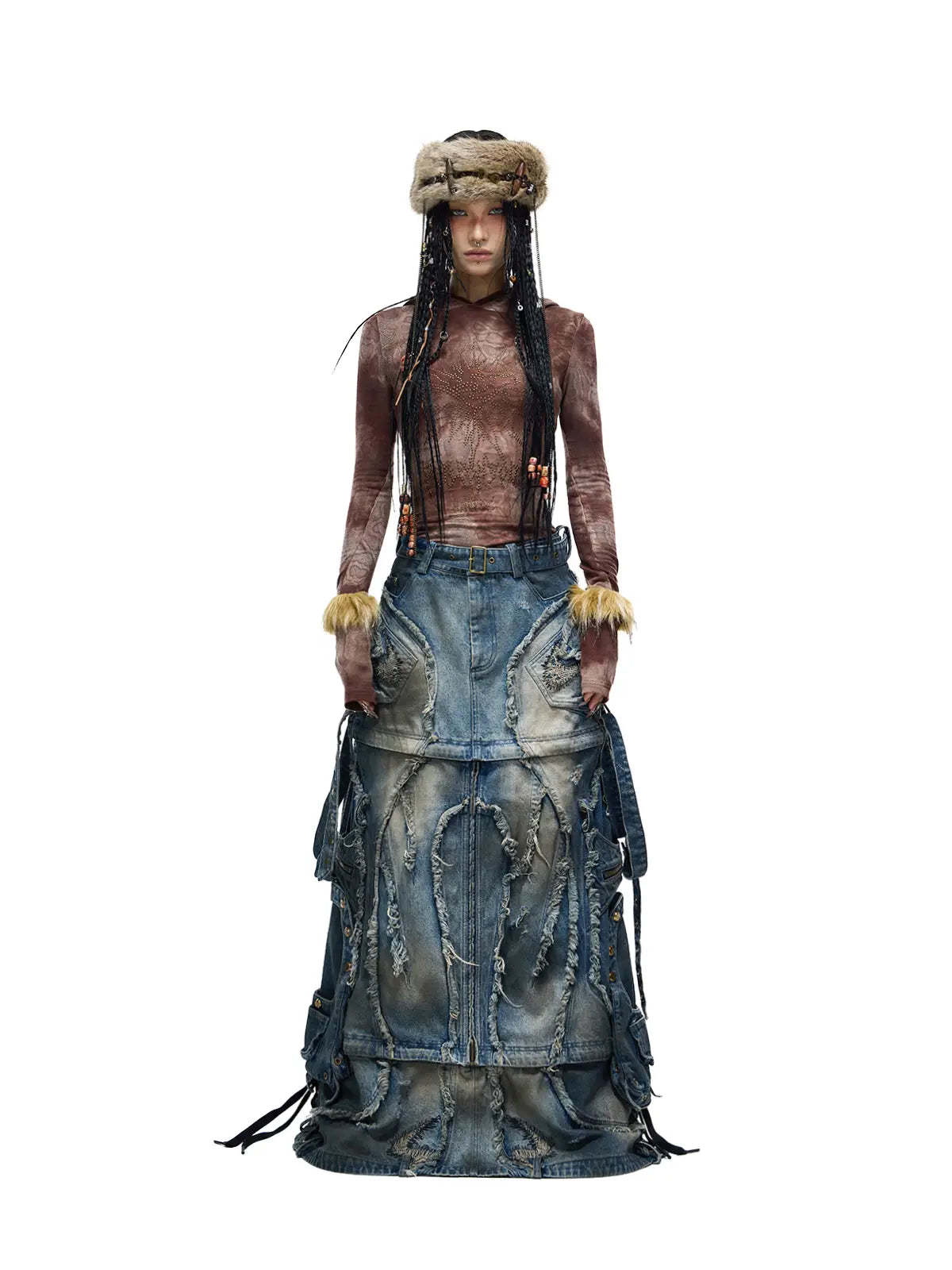 Personsoul Detachable Denim Cargo Skirt (6 in 1)-IYAMIUIO