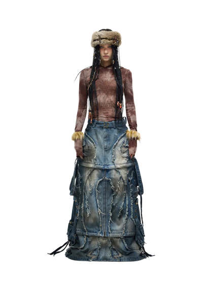 Personsoul Detachable Denim Cargo Skirt (6 in 1)-IYAMIUIO