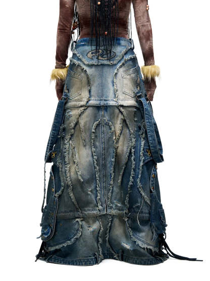 Personsoul Detachable Denim Cargo Skirt (6 in 1)-IYAMIUIO