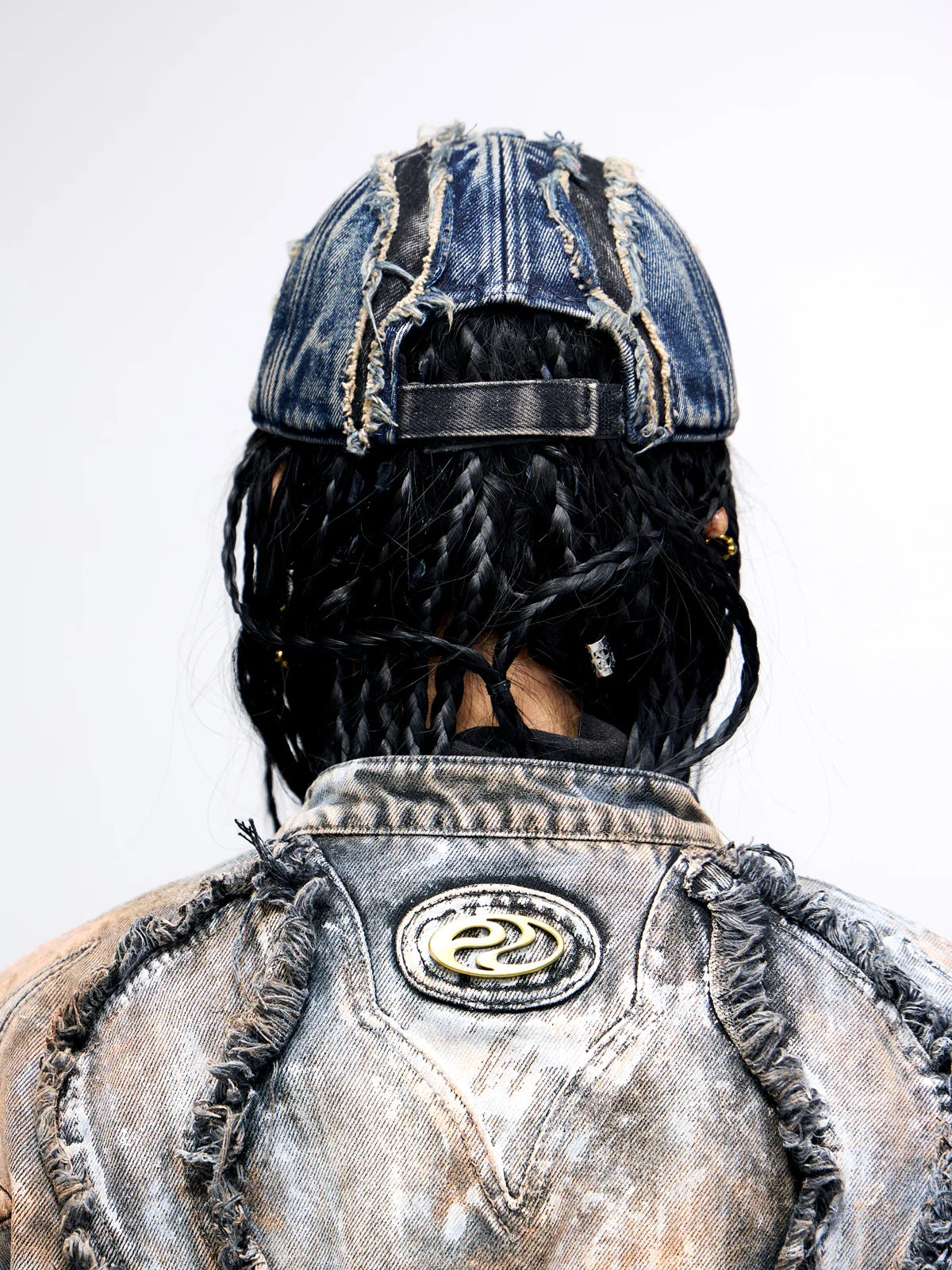 Personsoul Distressed Denim Baseball Cap-IYAMIUIO