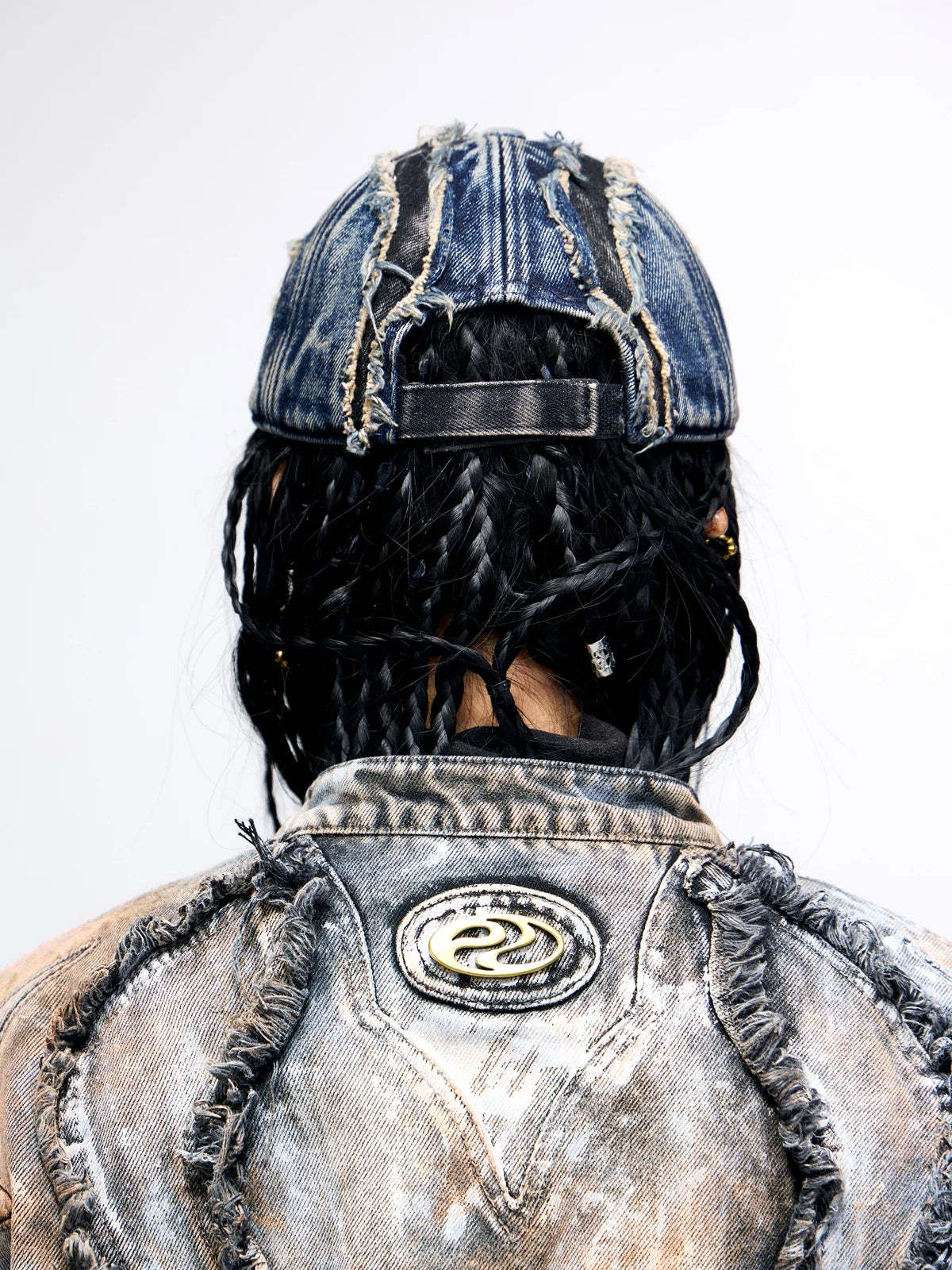 Personsoul Distressed Denim Baseball Cap-IYAMIUIO