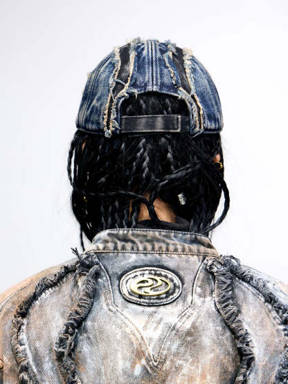 Personsoul Distressed Denim Baseball Cap-IYAMIUIO