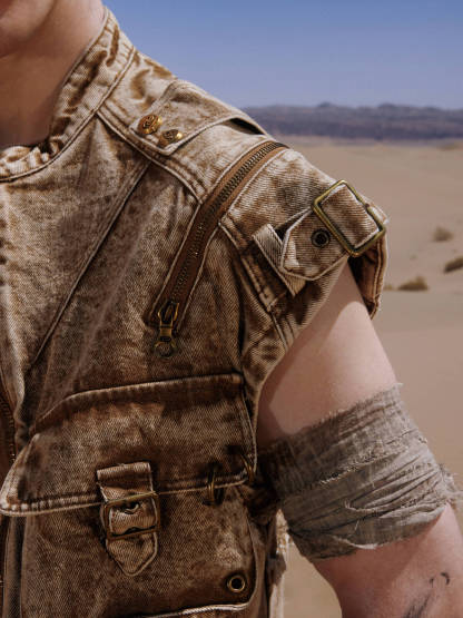 Personsoul Tactical Structure Denim Sleeveless Vest-IYAMIUIO