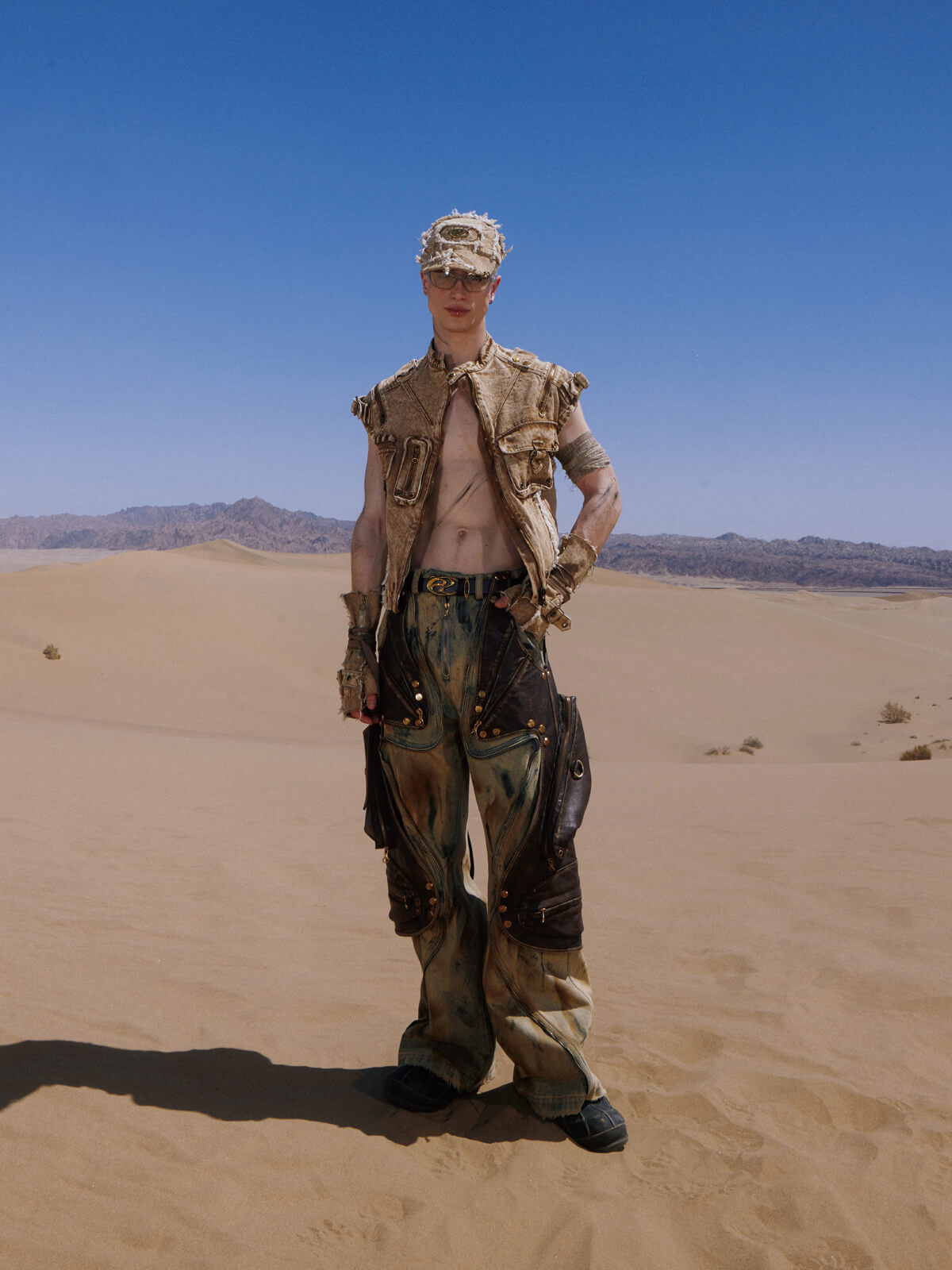 Personsoul Tactical Structure Denim Sleeveless Vest-IYAMIUIO