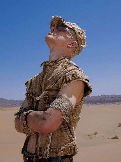 Personsoul Tactical Structure Denim Sleeveless Vest-IYAMIUIO