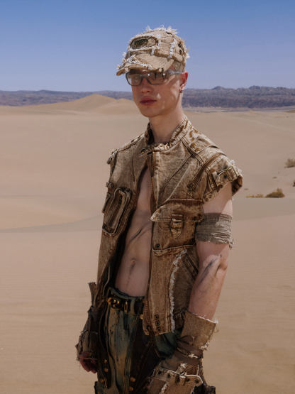 Personsoul Tactical Structure Denim Sleeveless Vest-IYAMIUIO