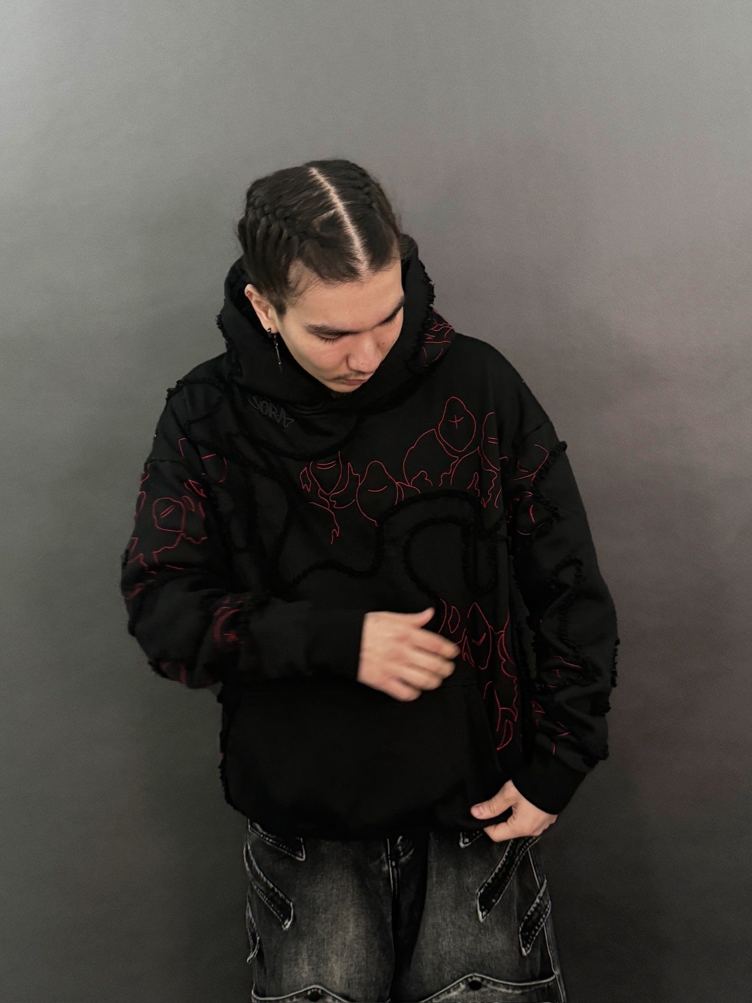 "LEVEL UP" Hoodie Black-IYAMIUIO