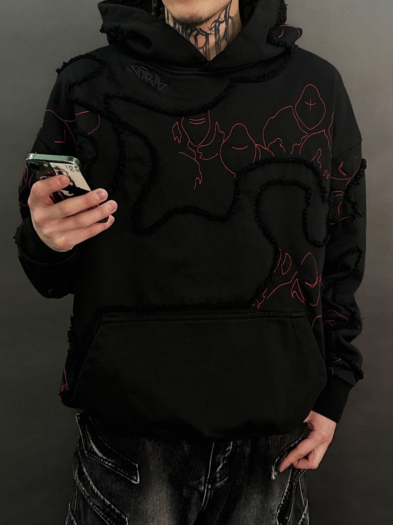 "LEVEL UP" Hoodie Black-IYAMIUIO