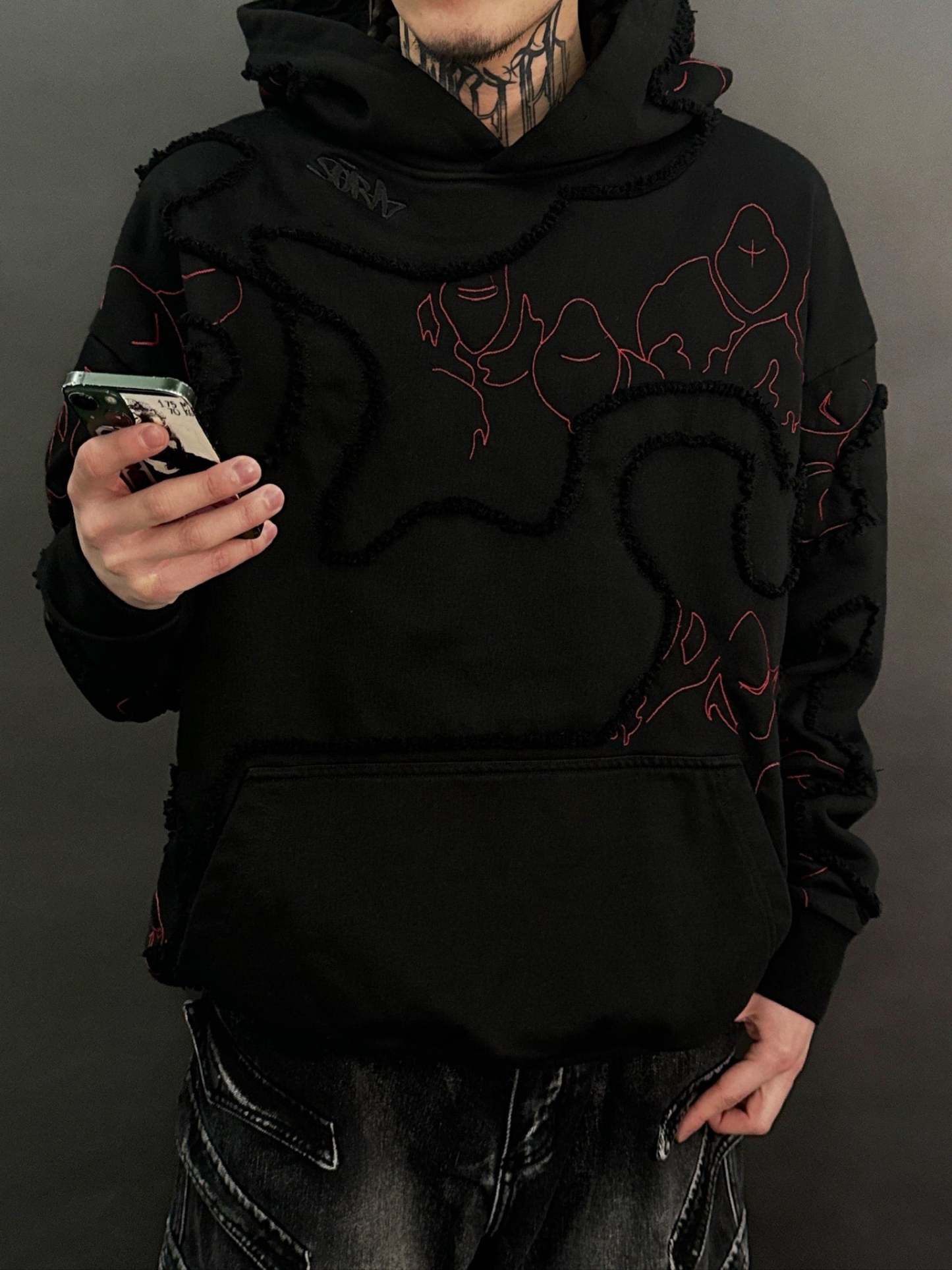 "LEVEL UP" Hoodie Black-IYAMIUIO