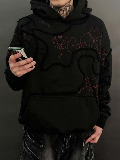 "LEVEL UP" Hoodie Black-IYAMIUIO