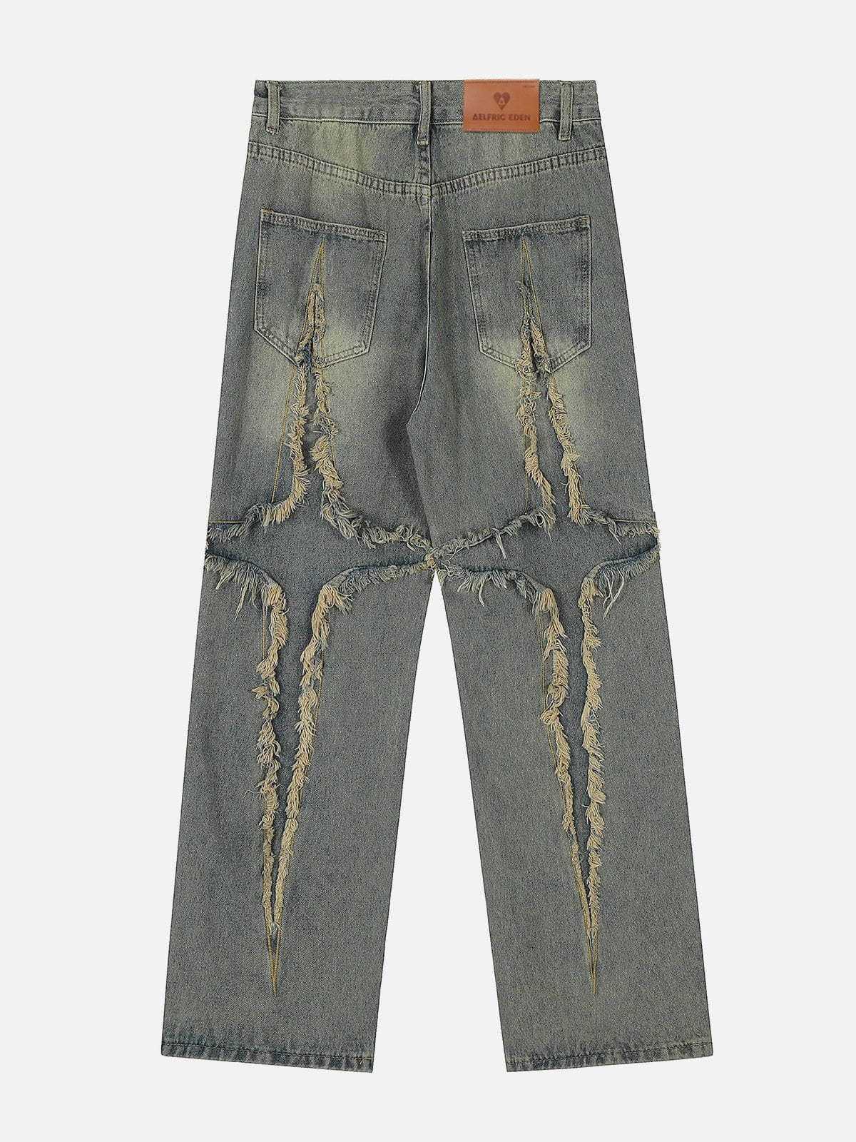 Aelfric Eden Washed Fringe Jeans-IYAMIUIO