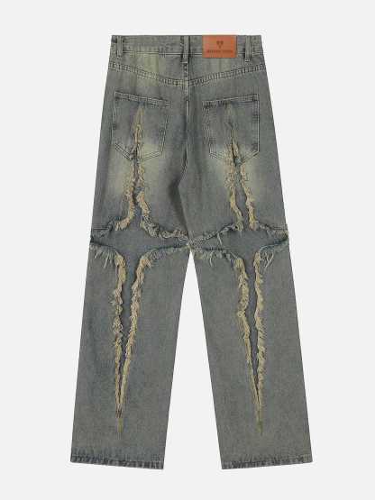 Aelfric Eden Washed Fringe Jeans-IYAMIUIO