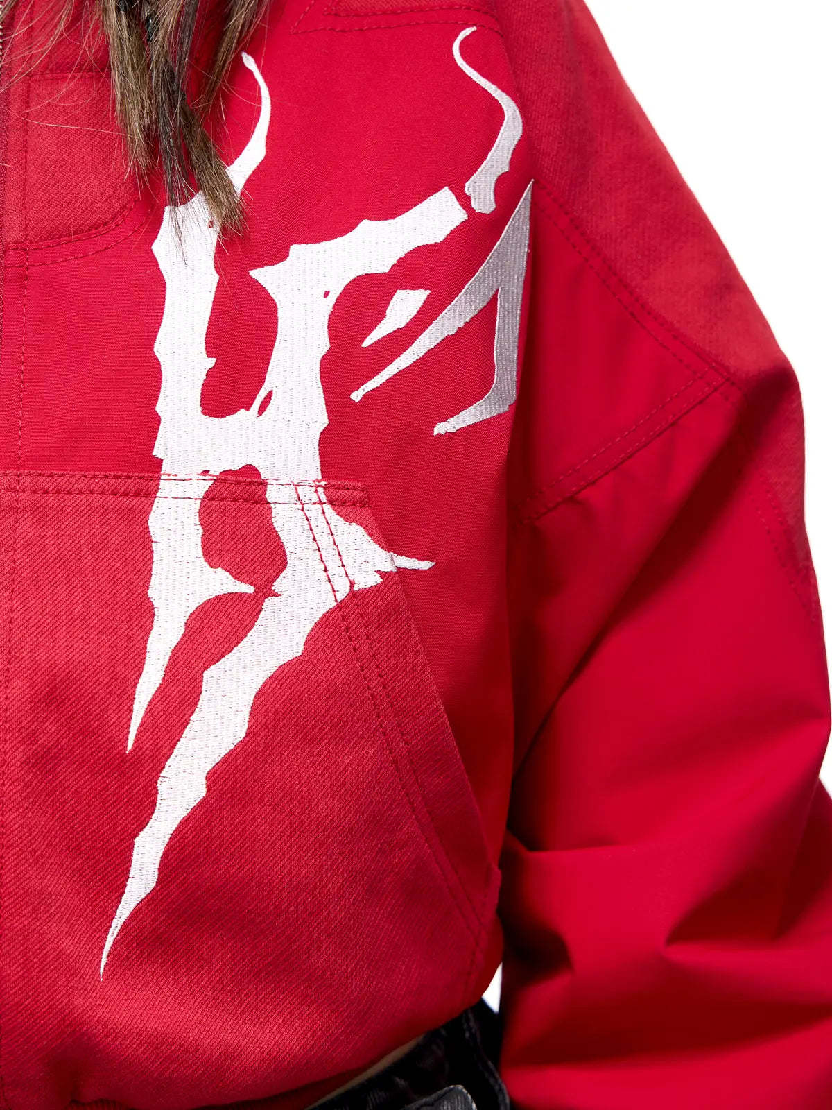 Personsoul Embroidered Cropped Down Jacket-IYAMIUIO