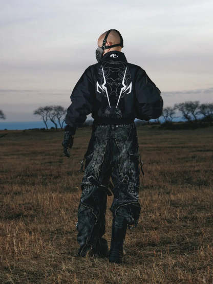 Personsoul Embroidered Cropped Down Jacket-IYAMIUIO