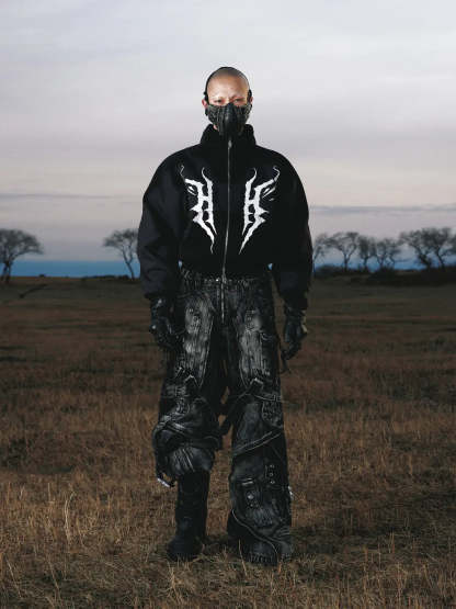 Personsoul Embroidered Cropped Down Jacket-IYAMIUIO