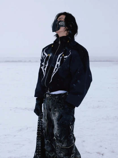 Personsoul Embroidered Cropped Down Jacket-IYAMIUIO