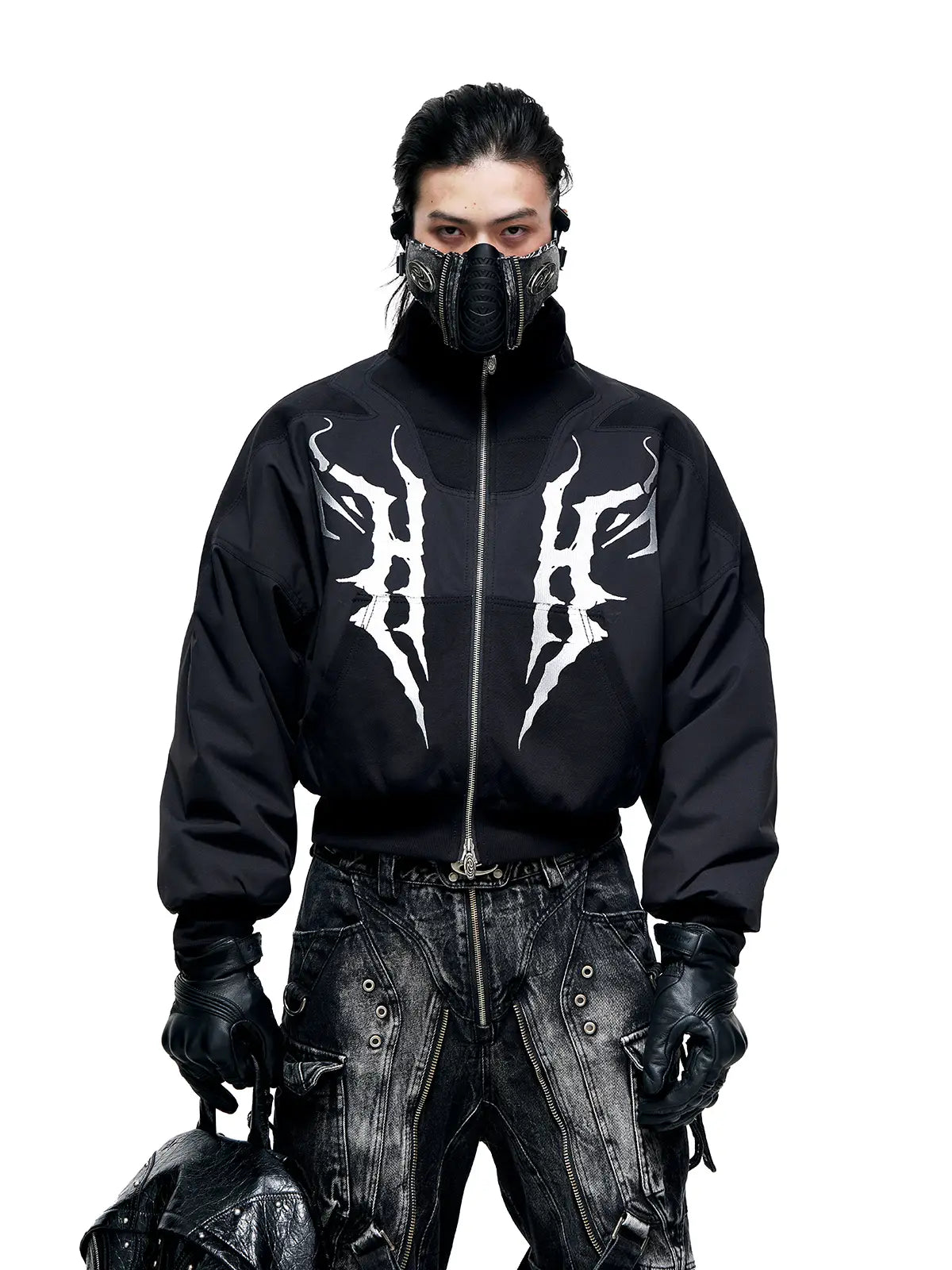 Personsoul Embroidered Cropped Down Jacket-IYAMIUIO