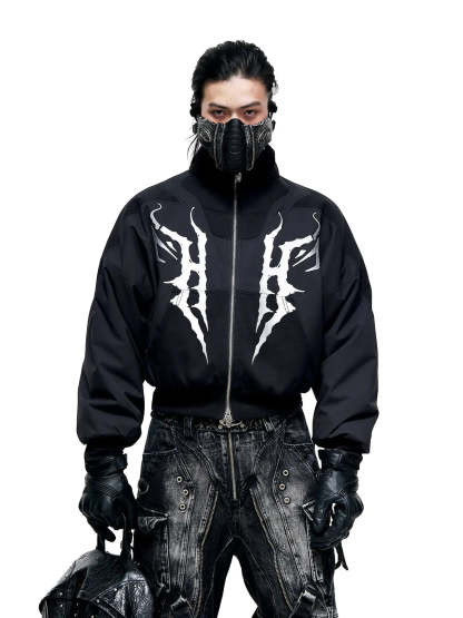 Personsoul Embroidered Cropped Down Jacket-IYAMIUIO