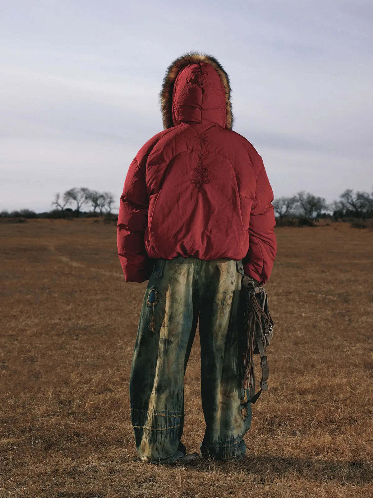 Personsoul Embroidery Fur Collar Down Jacket-IYAMIUIO