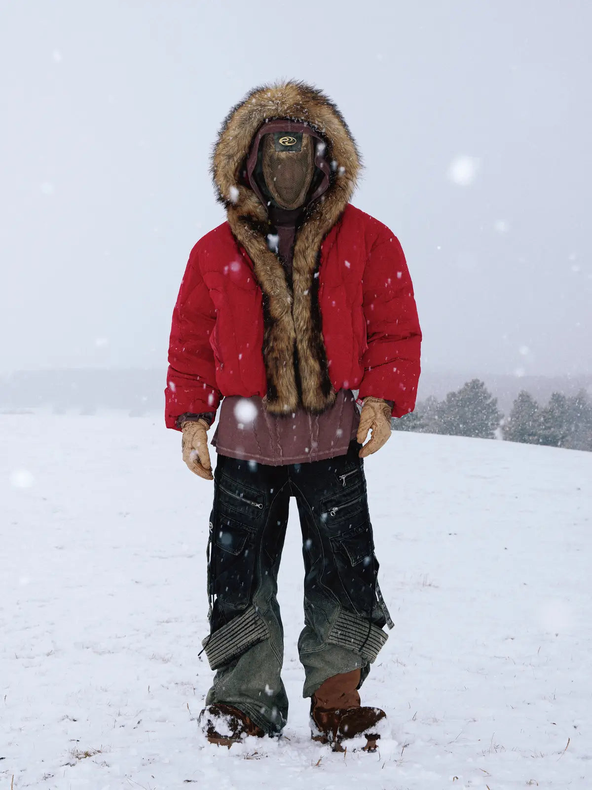 Personsoul Embroidery Fur Collar Down Jacket-IYAMIUIO