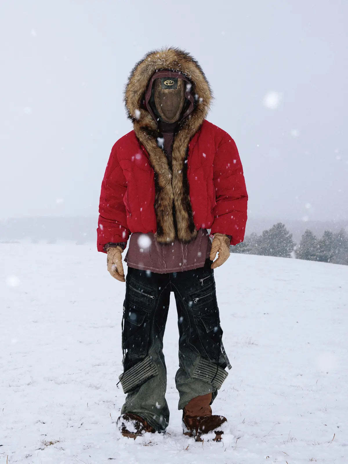 Personsoul Embroidery Fur Collar Down Jacket-IYAMIUIO