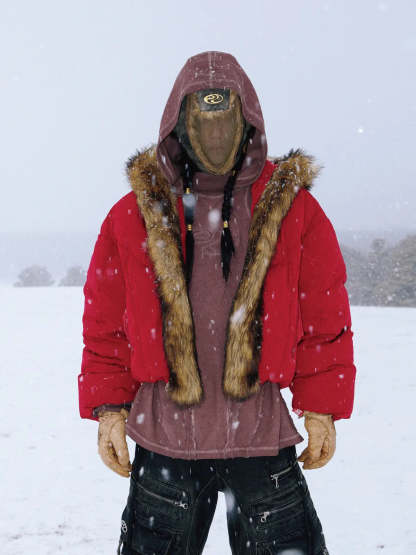 Personsoul Embroidery Fur Collar Down Jacket-IYAMIUIO