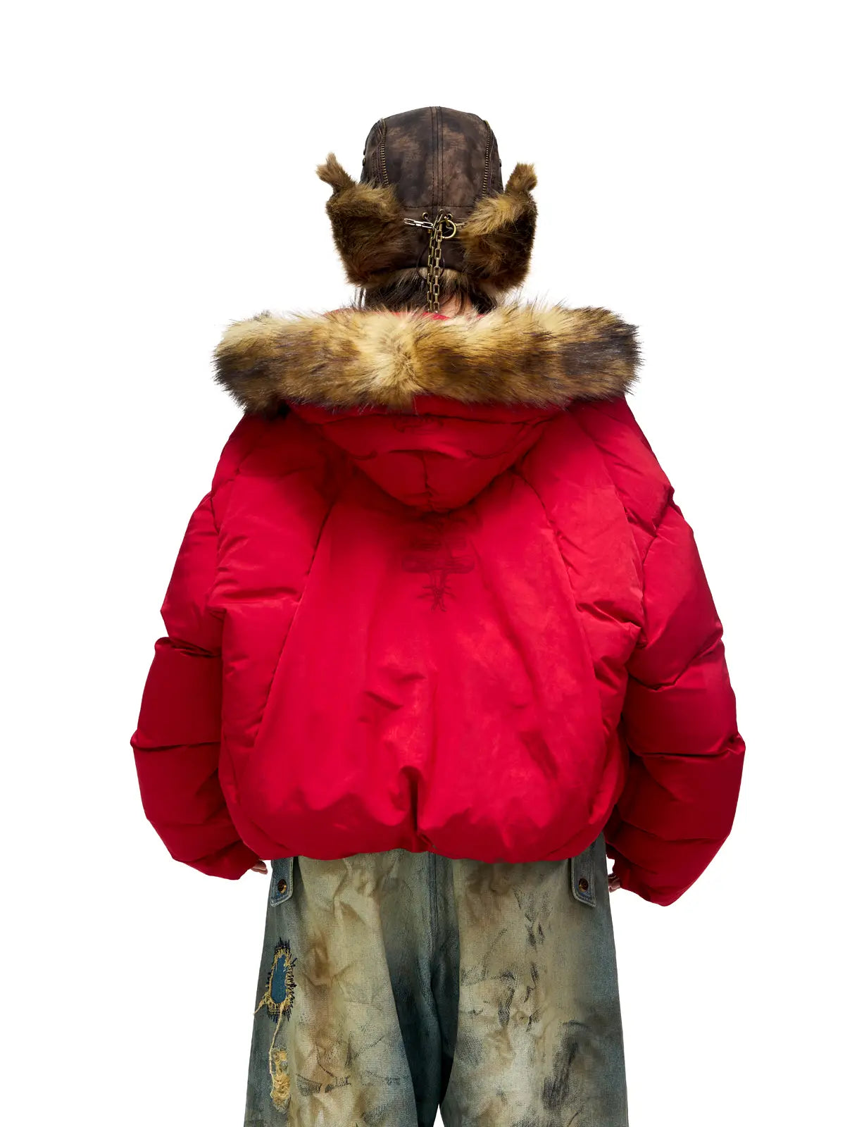 Personsoul Embroidery Fur Collar Down Jacket-IYAMIUIO