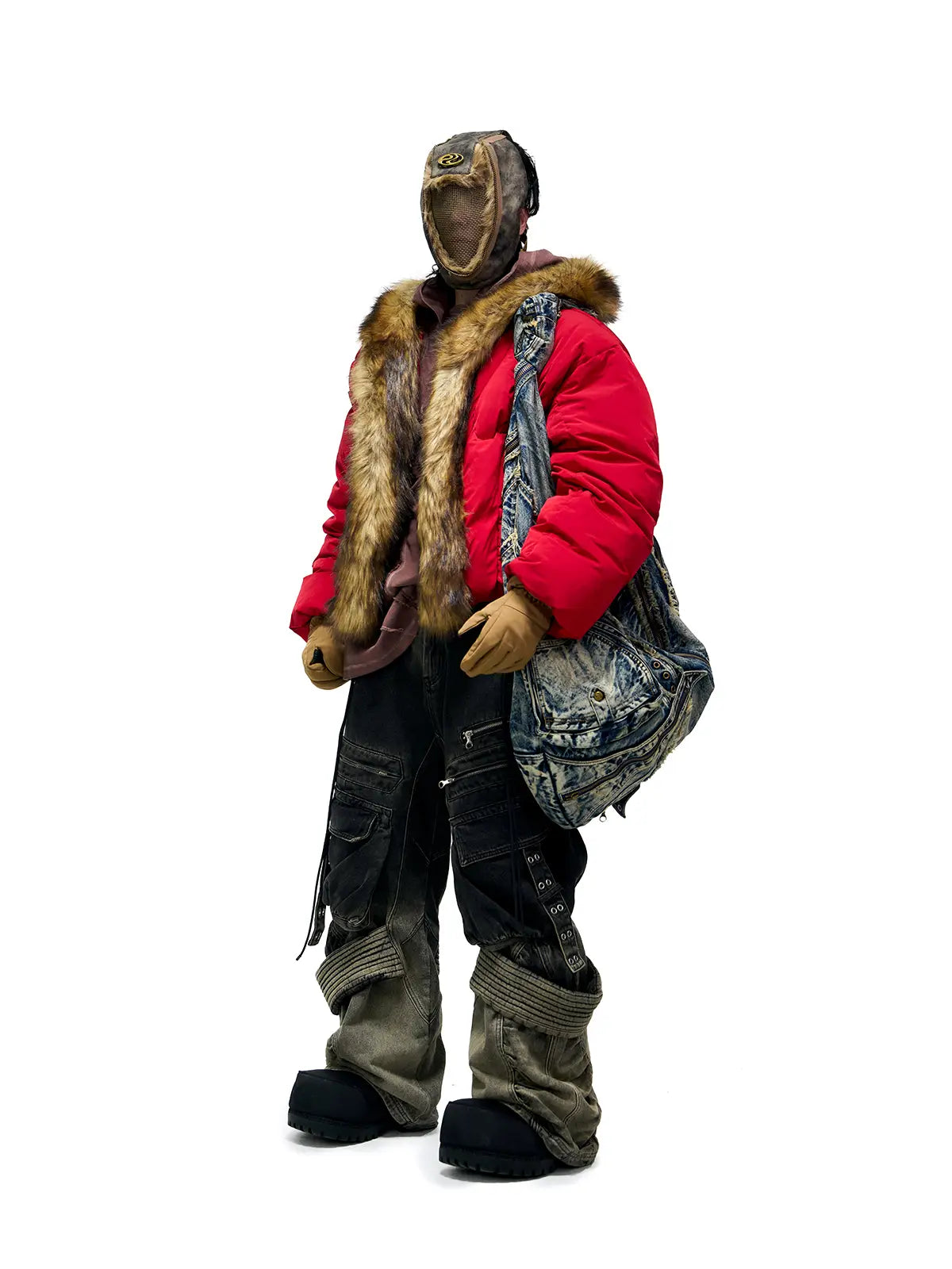 Personsoul Embroidery Fur Collar Down Jacket-IYAMIUIO