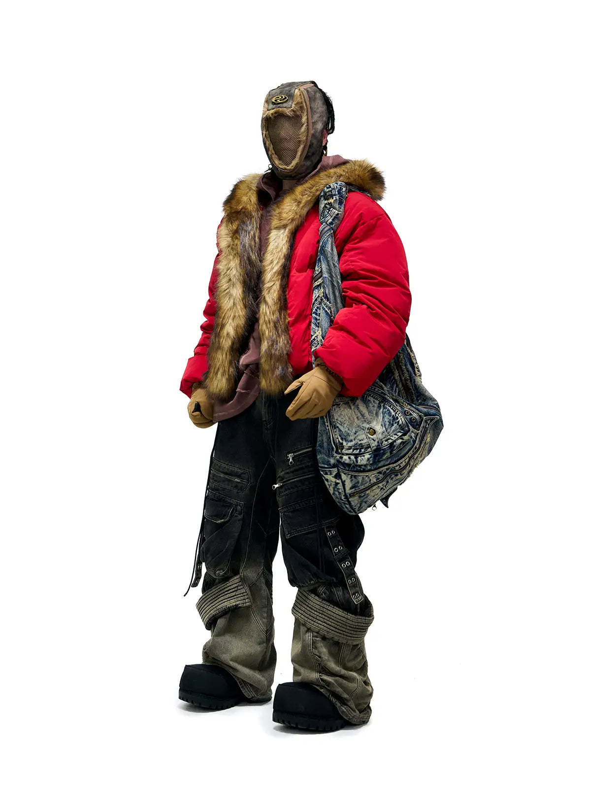 Personsoul Embroidery Fur Collar Down Jacket-IYAMIUIO