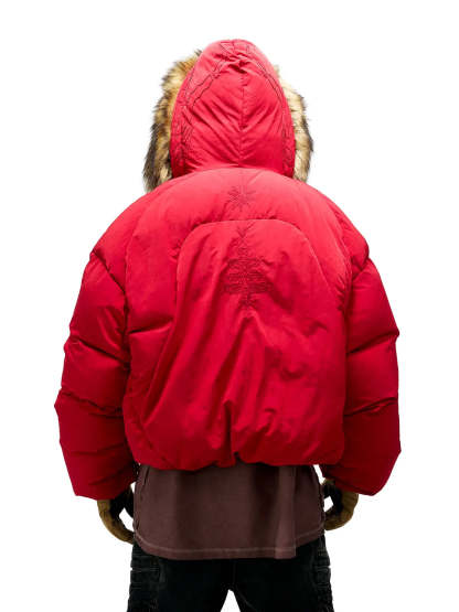 Personsoul Embroidery Fur Collar Down Jacket-IYAMIUIO