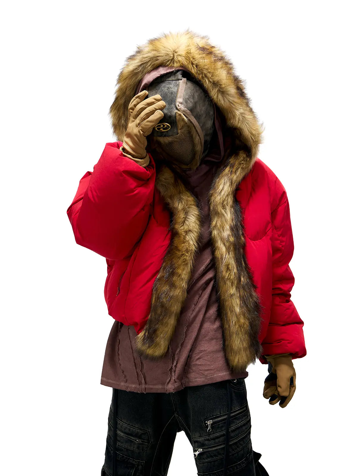 Personsoul Embroidery Fur Collar Down Jacket-IYAMIUIO