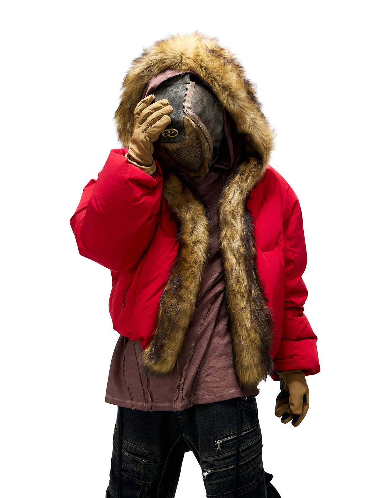 Personsoul Embroidery Fur Collar Down Jacket-IYAMIUIO