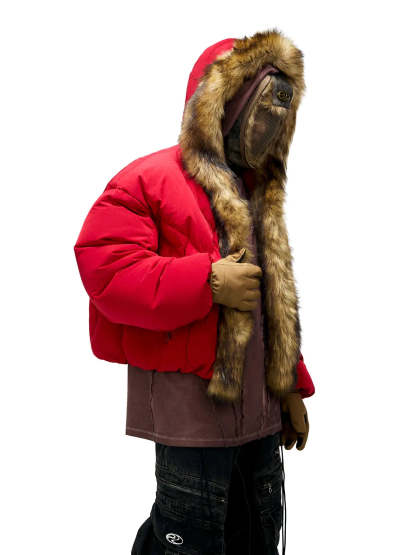 Personsoul Embroidery Fur Collar Down Jacket-IYAMIUIO