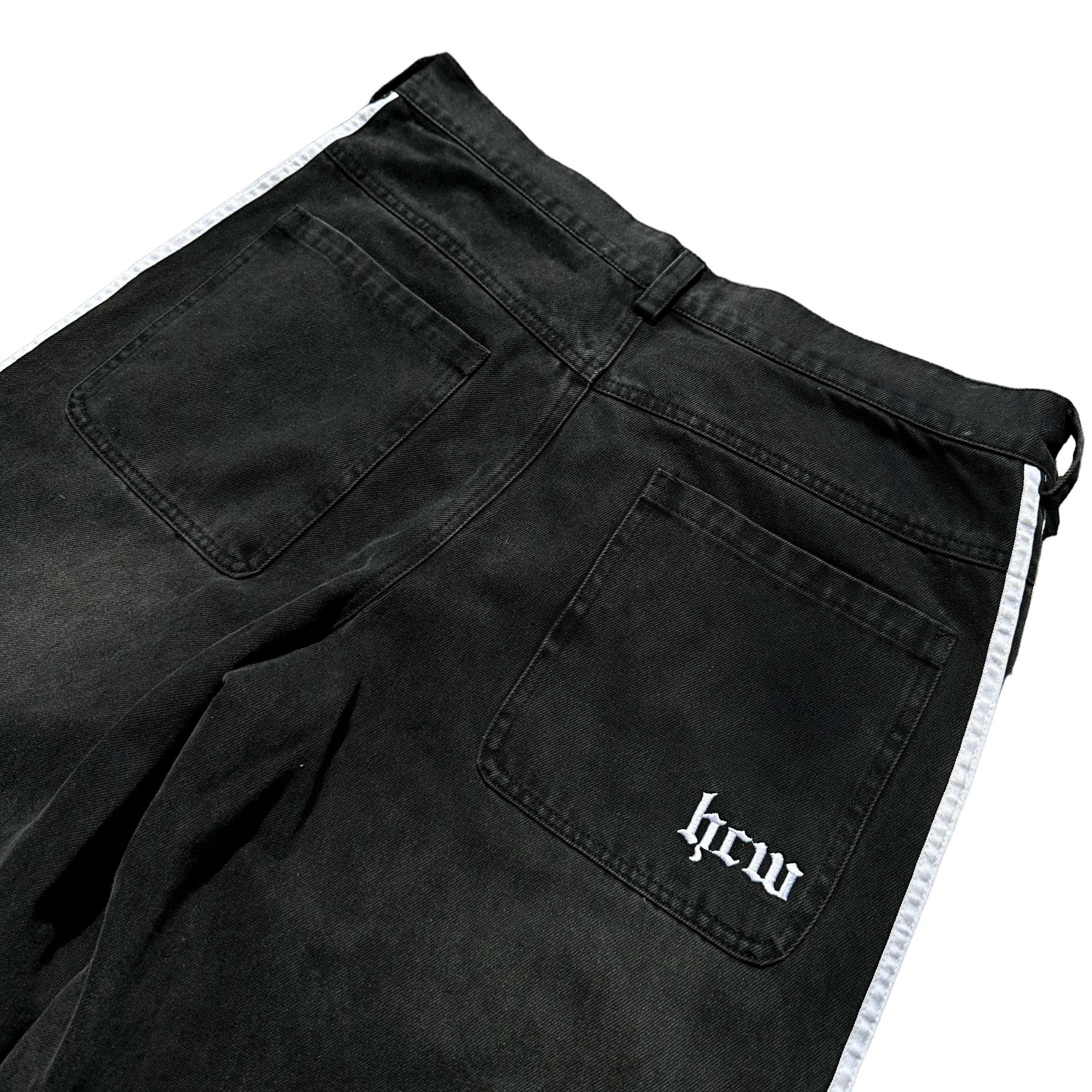 TRACK JEANS (BLACK/WHITE)-IYAMIUIO