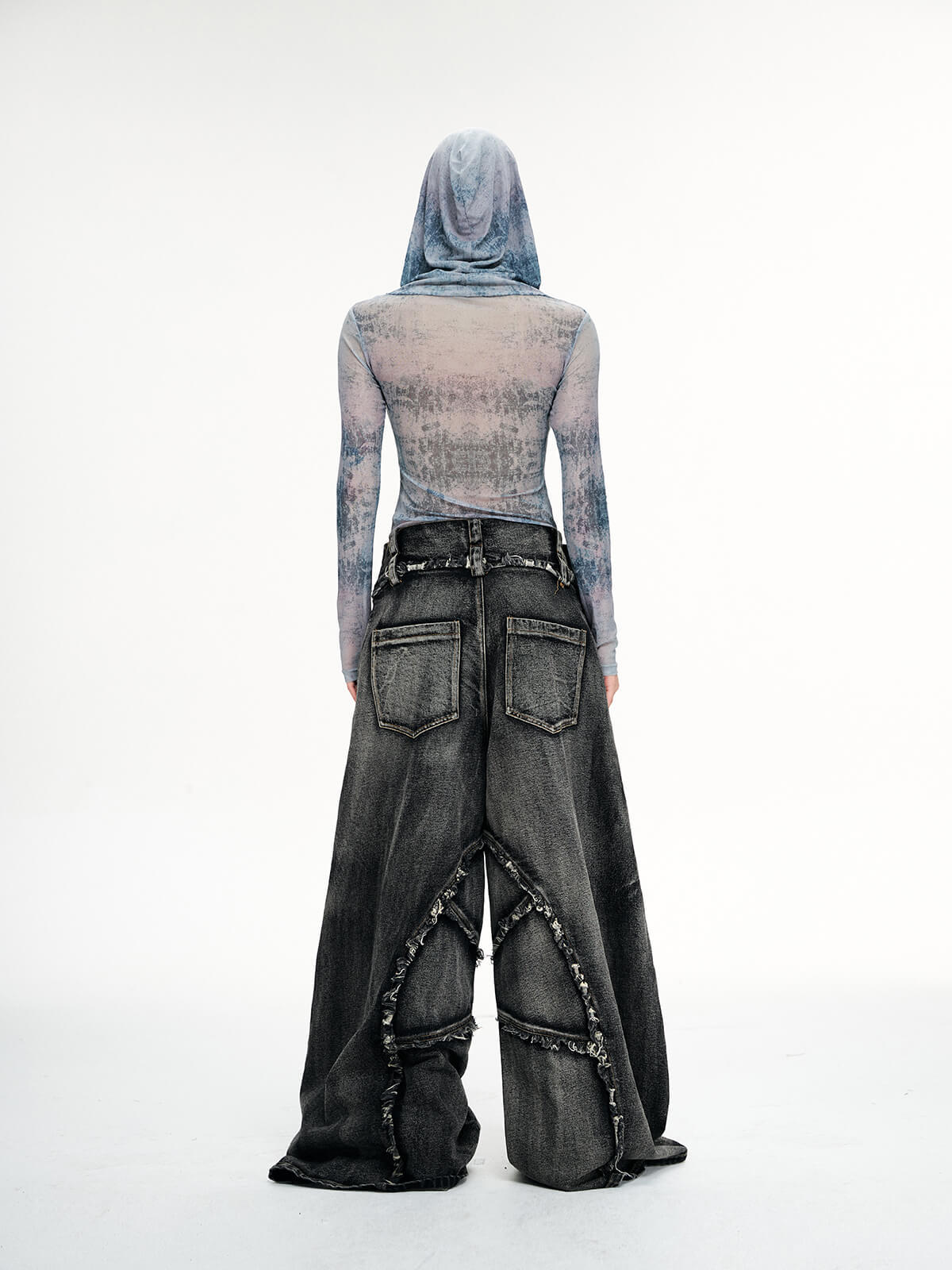 Personsoul Folded Structure Baggy Jeans-IYAMIUIO
