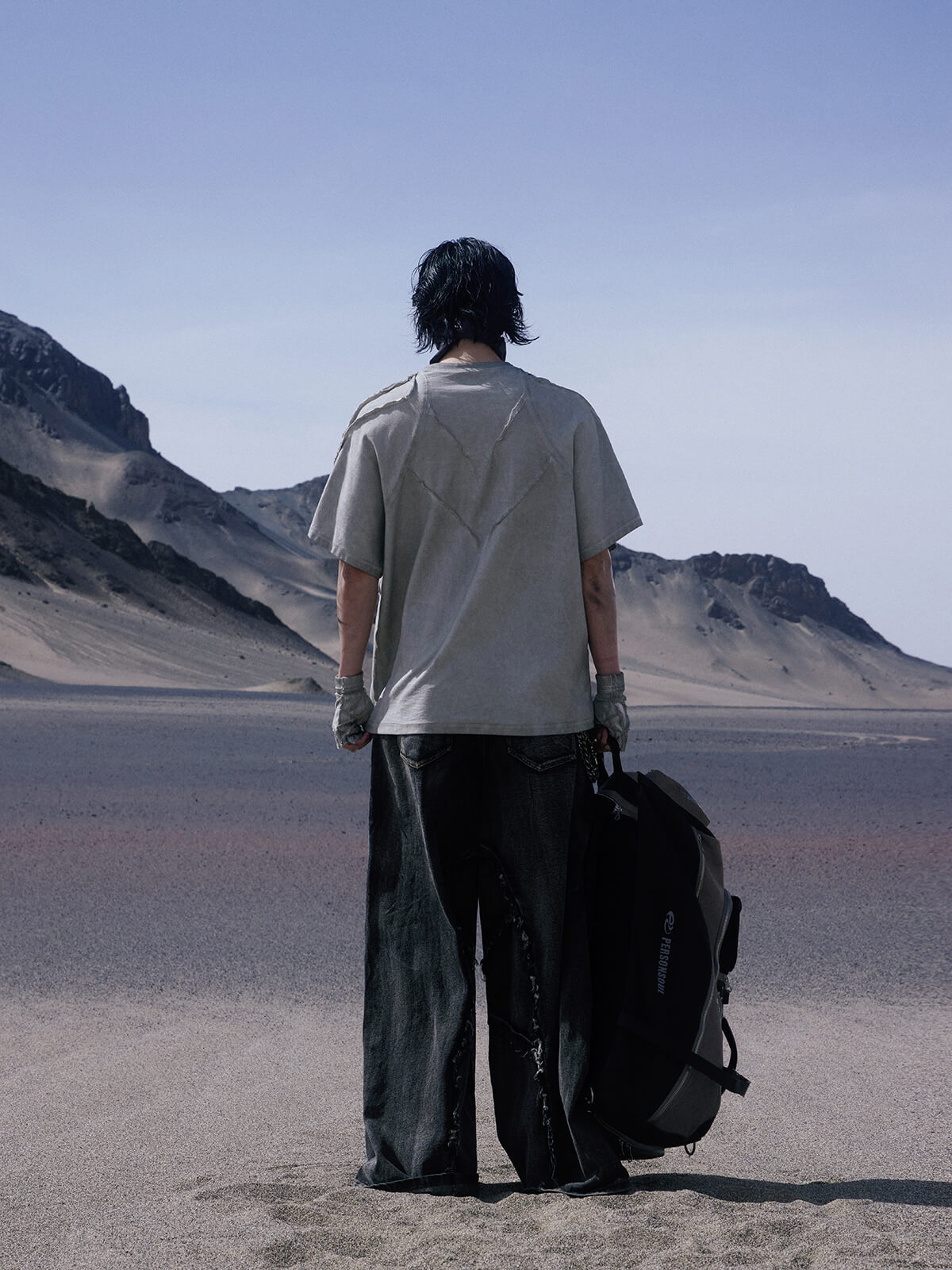 Personsoul Folded Structure Baggy Jeans-IYAMIUIO