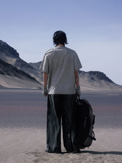 Personsoul Folded Structure Baggy Jeans-IYAMIUIO