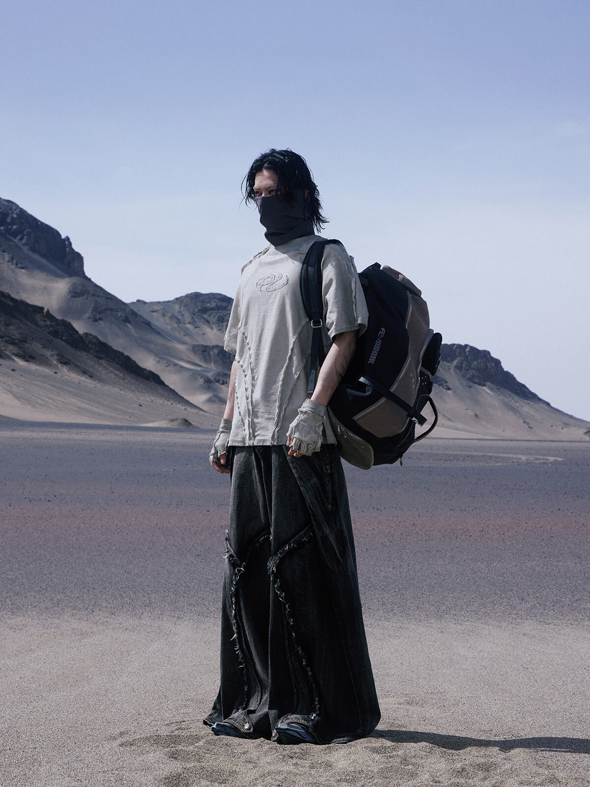 Personsoul Folded Structure Baggy Jeans-IYAMIUIO