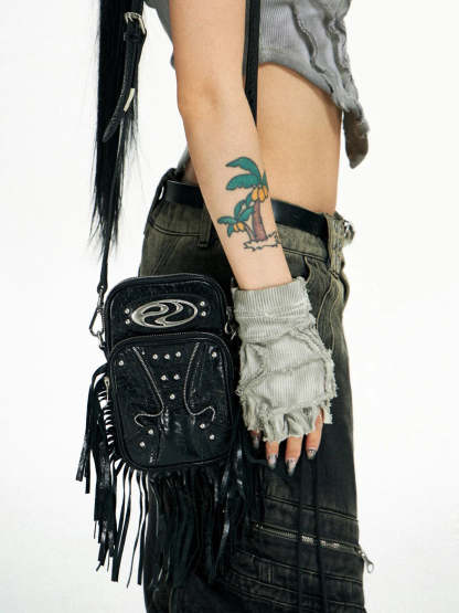 Personsoul Fringe Leather Cell Phone Bag-IYAMIUIO