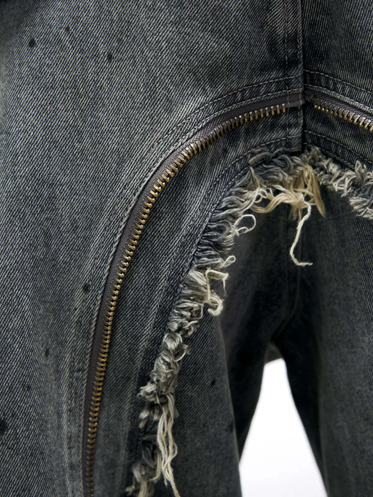 Personsoul Fringed Belt Raw Edge Jeans-IYAMIUIO