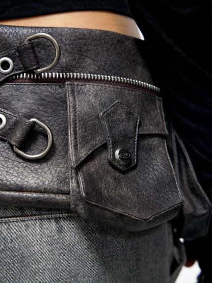 Personsoul Fringed Belt Raw Edge Jeans-IYAMIUIO