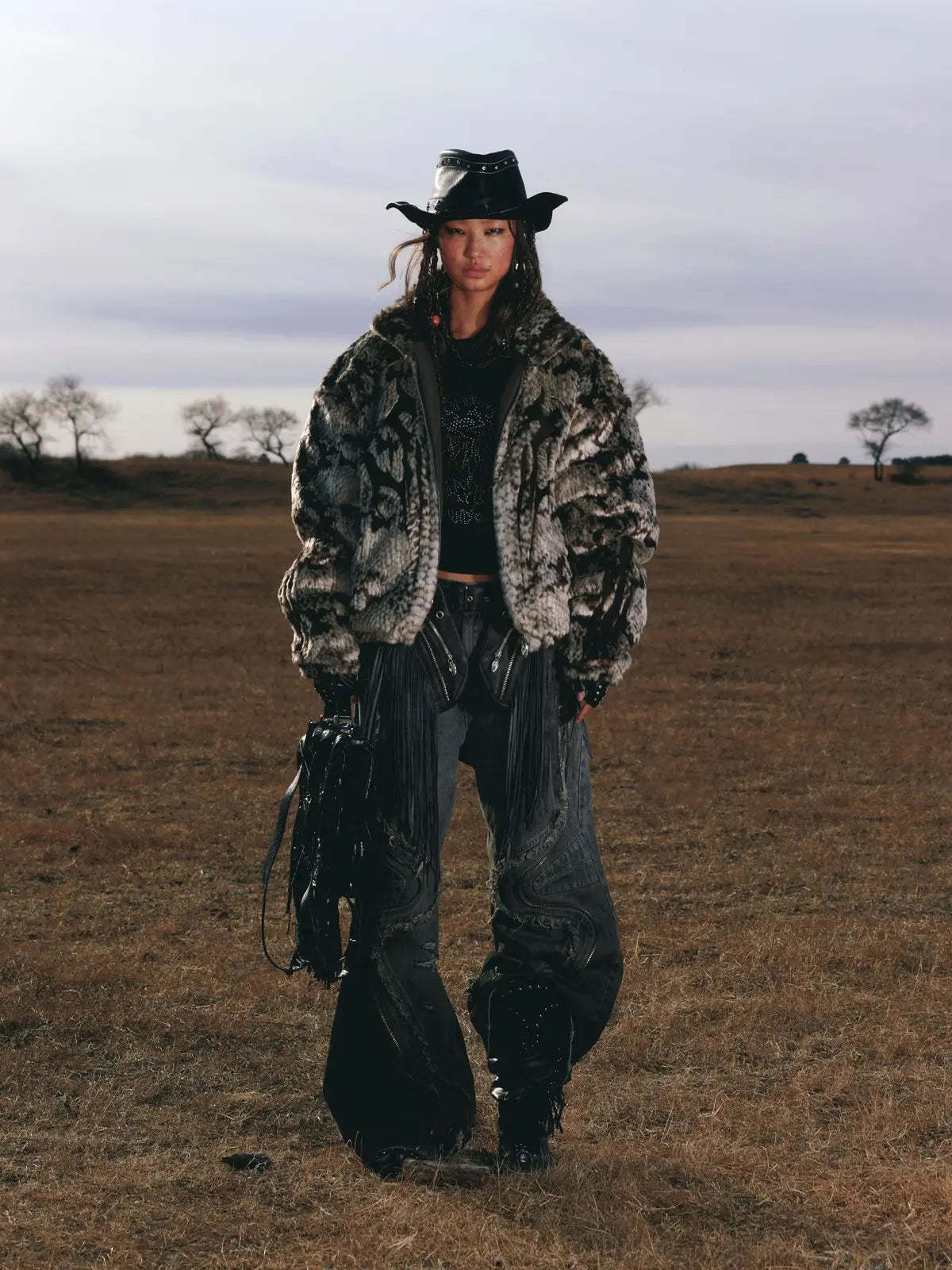 Personsoul Fringed Belt Raw Edge Jeans-IYAMIUIO