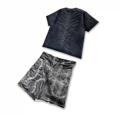 GHOUL JORTS+WASHED BLACK TEE-IYAMIUIO